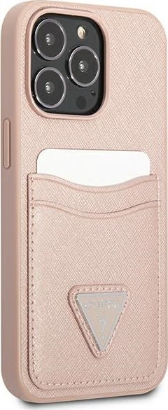 Etui na telefon iPhone 13 Pro Max Guess różowe hardcase Saffiano