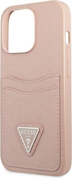 Etui na telefon iPhone 13 Pro Max Guess różowe hardcase Saffiano