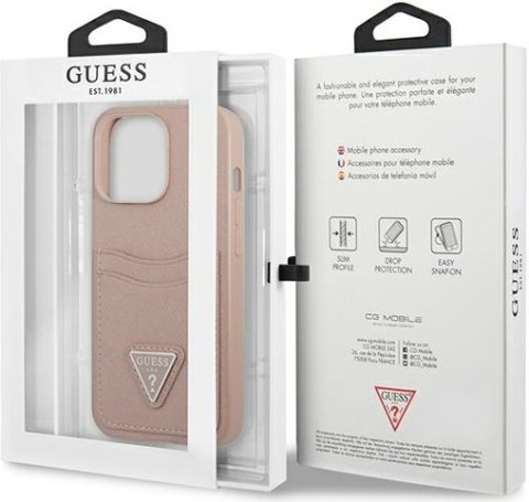 Etui na telefon iPhone 13 Pro Max Guess różowe hardcase Saffiano