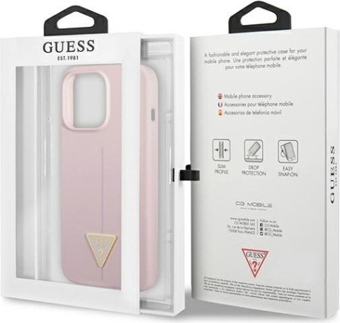 Etui iPhone 13 Pro Max Guess fioletowe hardcase Silicone Triangle