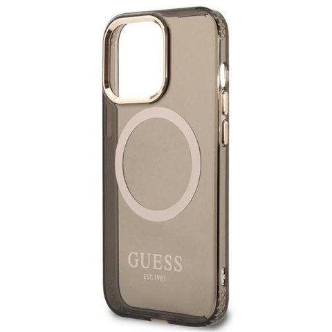 Etui iPhone 13 Pro Max Guess Gold Outline Translucent MagSafe czarne