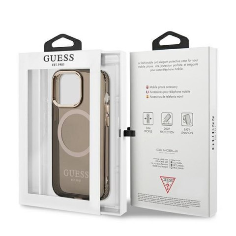 Etui iPhone 13 Pro Max Guess Gold Outline Translucent MagSafe czarne