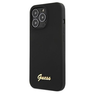 Etui na telefon iPhone 13 Pro Max Guess Silicone Gold Logo czarne