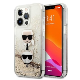 Etui na telefon iPhone 13 Pro Max Karl Lagerfeld złote Liquid Glitter