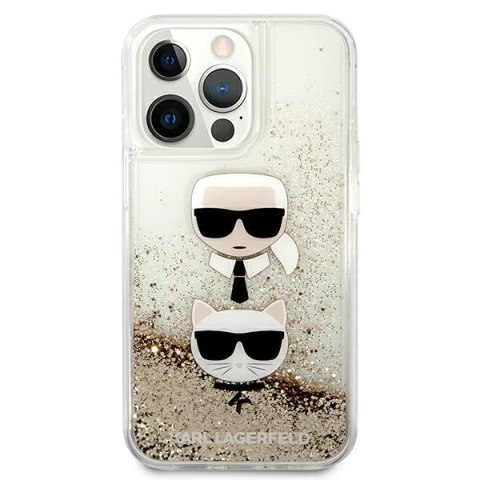 Etui na telefon iPhone 13 Pro Max Karl Lagerfeld złote Liquid Glitter