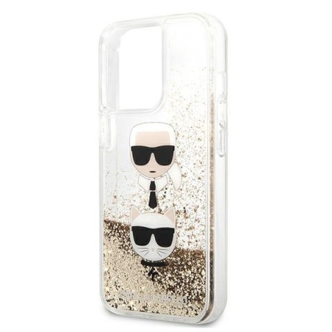 Etui na telefon iPhone 13 Pro Max Karl Lagerfeld złote Liquid Glitter