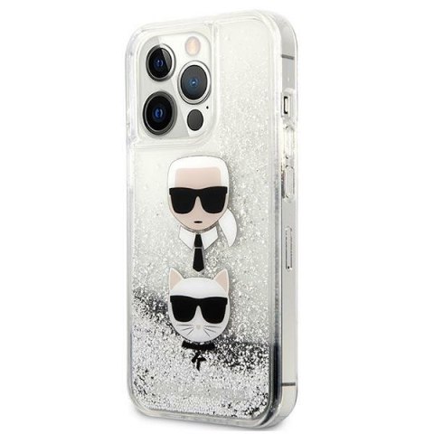 Etui na telefon iPhone 13 Pro Max Karl Lagerfeld srebrne Liquid Glitter