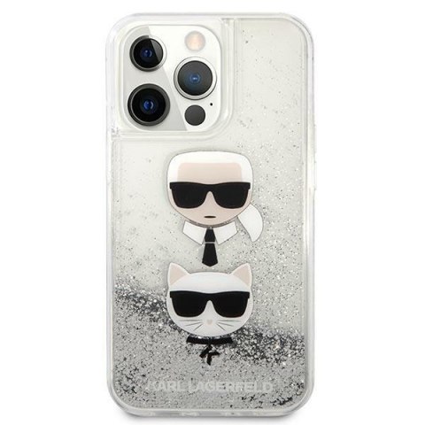 Etui na telefon iPhone 13 Pro Max Karl Lagerfeld srebrne Liquid Glitter