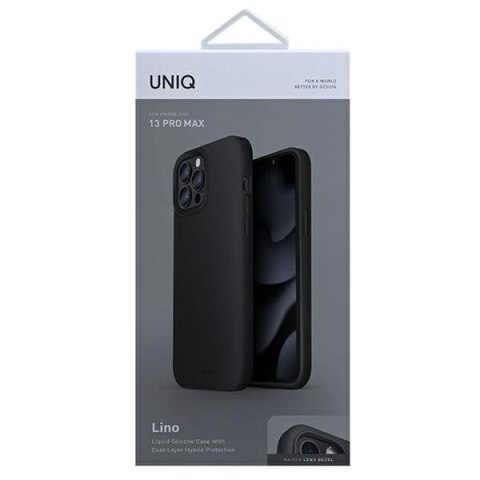 Etui na telefon iPhone 13 Pro Max UNIQ Lino czarny - styl i ochrona