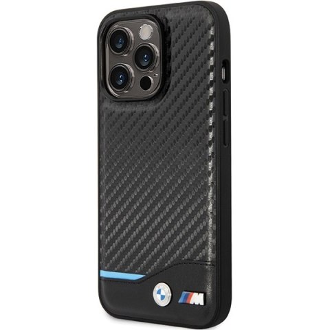 Etui iPhone 13 Pro Max BMW czarne hardcase Leather Carbon