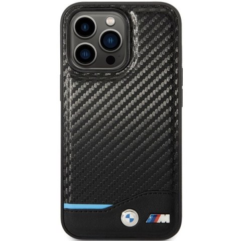 Etui iPhone 13 Pro Max BMW czarne hardcase Leather Carbon