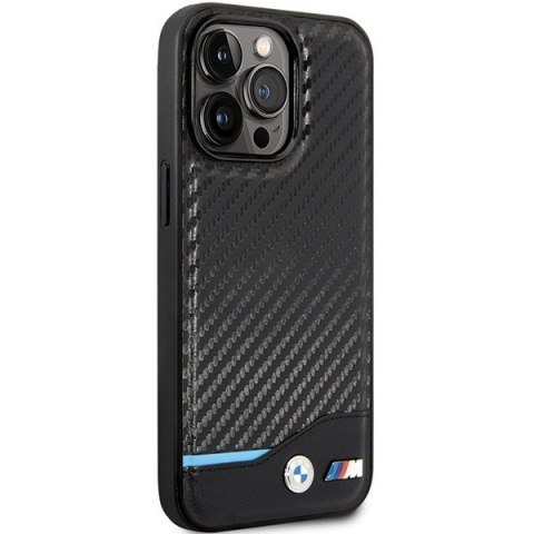 Etui iPhone 13 Pro Max BMW czarne hardcase Leather Carbon