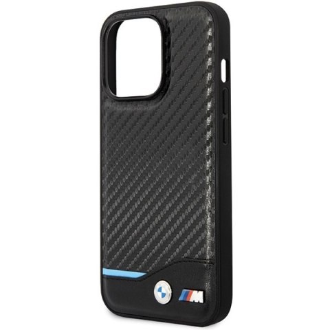 Etui iPhone 13 Pro Max BMW czarne hardcase Leather Carbon