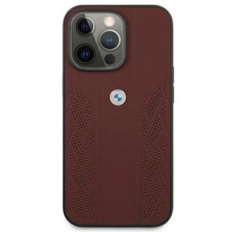 Etui na telefon iPhone 13 Pro BMW czerwone hardcase skórzane