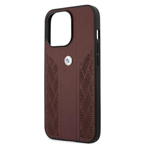 Etui na telefon iPhone 13 Pro BMW czerwone hardcase skórzane