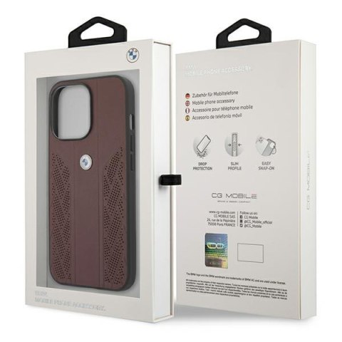 Etui na telefon iPhone 13 Pro BMW czerwone hardcase skórzane