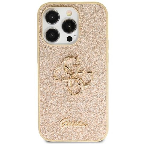 Etui na telefon iPhone 13 Pro Max Guess złote Glitter Script Big 4G