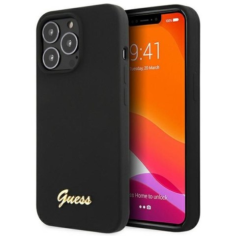 Etui na telefon iPhone 13 Pro Max Guess czarne hardcase z logo złotym