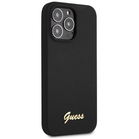 Etui na telefon iPhone 13 Pro Max Guess czarne hardcase z logo złotym