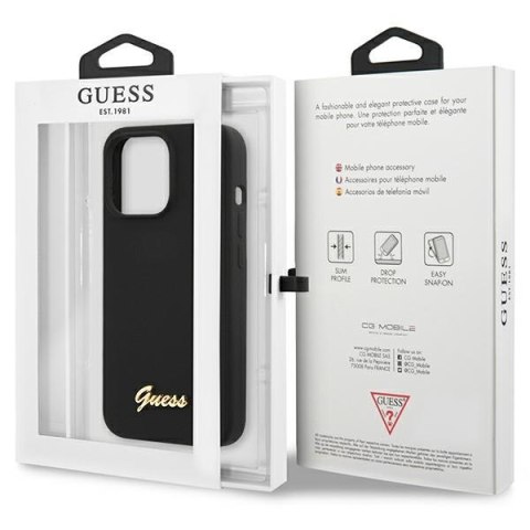 Etui na telefon iPhone 13 Pro Max Guess czarne hardcase z logo złotym