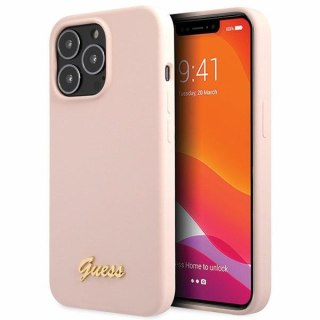 Etui na telefon iPhone 13 Pro Max Guess jasnoróżowe silikonowe z logo