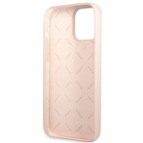 Etui na telefon iPhone 13 Pro Max Guess jasnoróżowe silikonowe z logo