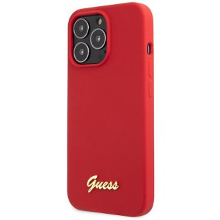 Etui na telefon iPhone 13 Pro Max Guess czerwone silikonowe z logo