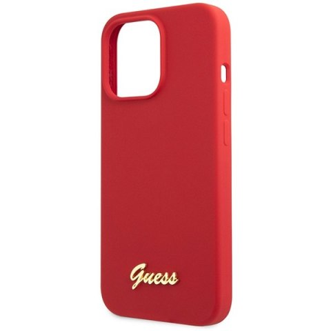 Etui na telefon iPhone 13 Pro Max Guess czerwone silikonowe z logo