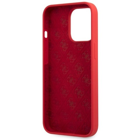 Etui na telefon iPhone 13 Pro Max Guess czerwone silikonowe z logo