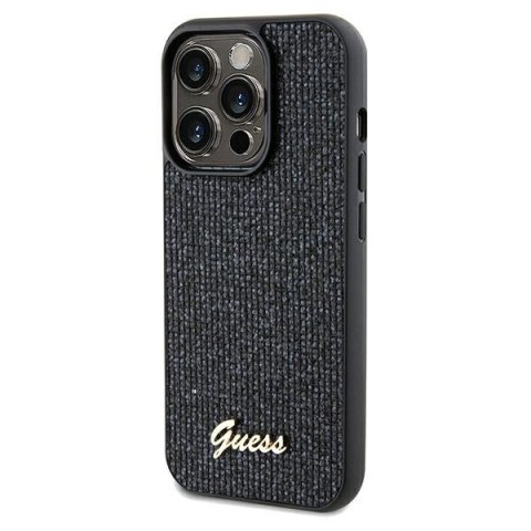 Etui na telefon iPhone 13 Pro Max Guess czarne hardcase Disco Metal Script