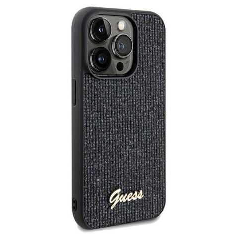 Etui na telefon iPhone 13 Pro Max Guess czarne hardcase Disco Metal Script