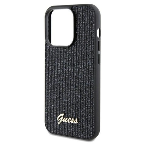 Etui na telefon iPhone 13 Pro Max Guess czarne hardcase Disco Metal Script