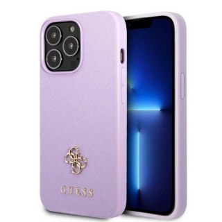 Etui na telefon iPhone 13 Pro Max Guess purpurowe Saffiano 4G