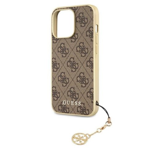 Etui na telefon iPhone 13 Pro Guess brązowy hardcase Charms Collection