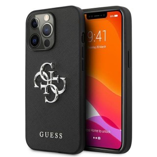 Etui na telefon iPhone 13 Pro Guess czarne hardcase Saffiano 4G