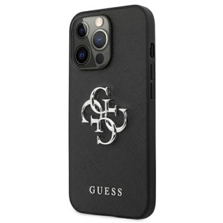 Etui na telefon iPhone 13 Pro Guess czarne hardcase Saffiano 4G