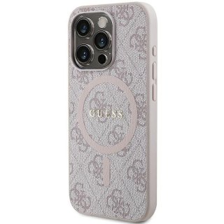 Etui na telefon iPhone 13 Pro Max Guess 4G Różowe MagSafe Leather