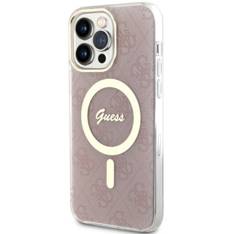 Etui iPhone 13 Pro Max Guess 4G MagSafe różowe