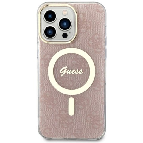 Etui iPhone 13 Pro Max Guess 4G MagSafe różowe