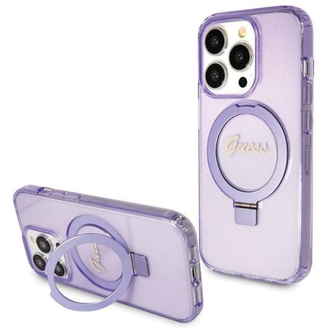 Etui na telefon iPhone 13 Pro Max Guess Ring Stand MagSafe fioletowe