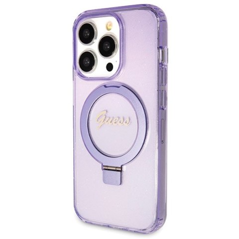 Etui na telefon iPhone 13 Pro Max Guess Ring Stand MagSafe fioletowe