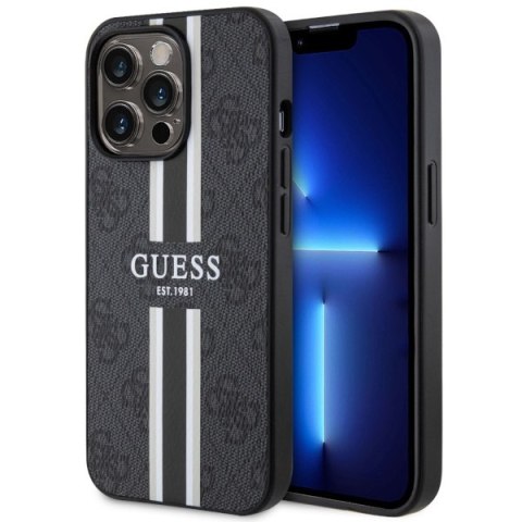 Etui iPhone 13 Pro Max Guess 4G Printed Stripes MagSafe czarne