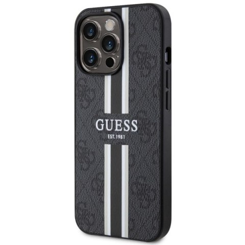 Etui iPhone 13 Pro Max Guess 4G Printed Stripes MagSafe czarne