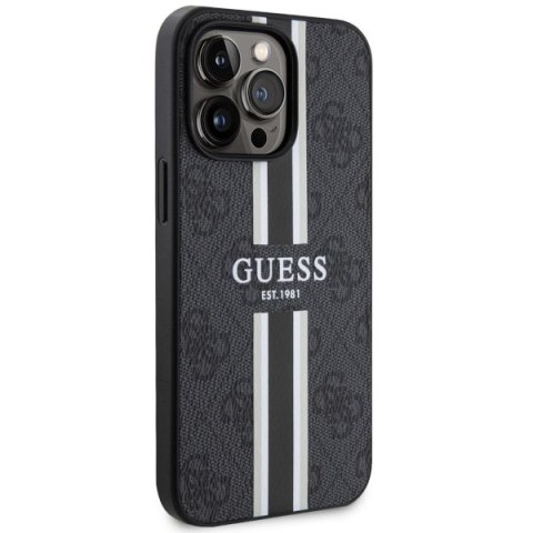 Etui iPhone 13 Pro Max Guess 4G Printed Stripes MagSafe czarne