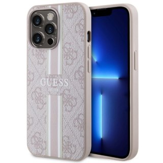 Etui iPhone 13 Pro Max Guess 4G Printed Stripes MagSafe różowe