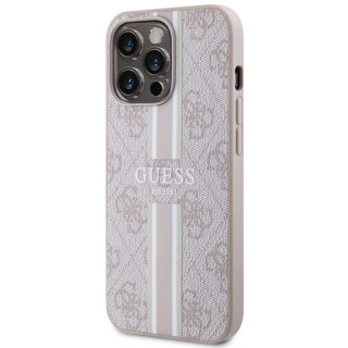 Etui na telefon iPhone 13 Pro Max Guess 4G MagSafe różowe paski