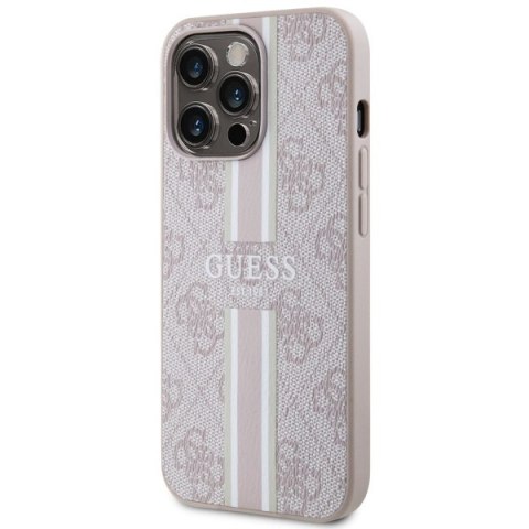 Etui iPhone 13 Pro Max Guess 4G Printed Stripes MagSafe różowe