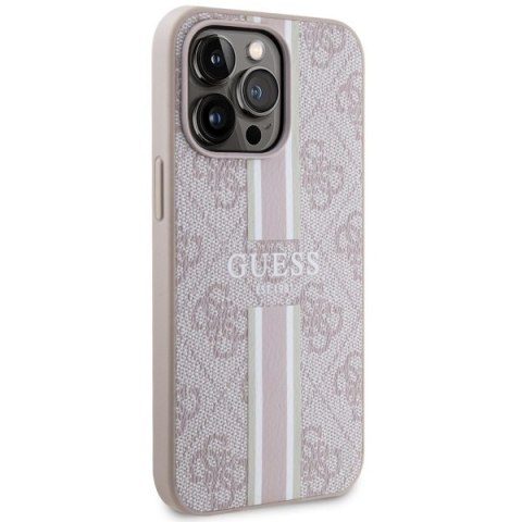 Etui iPhone 13 Pro Max Guess 4G Printed Stripes MagSafe różowe