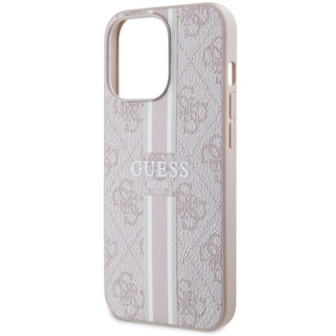 Etui iPhone 13 Pro Max Guess 4G Printed Stripes MagSafe różowe