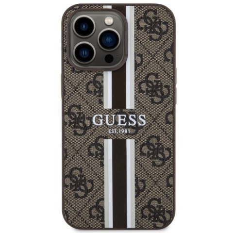 Etui iPhone 13 Pro Max Guess 4G Printed Stripes MagSafe brązowe